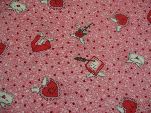Image 0 of Valentines Day Hearts angels and Love Letters Sewing Fabric by the yard
