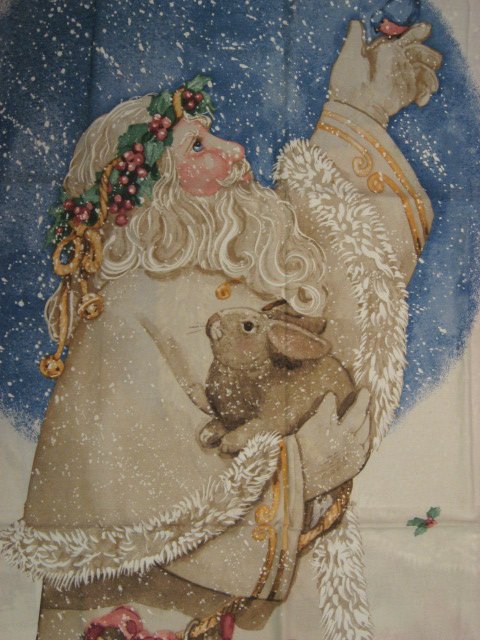 Image 1 of Daisy Kingdom Father Christmas with bunny and bird Fabric Wall door Panel To Sew