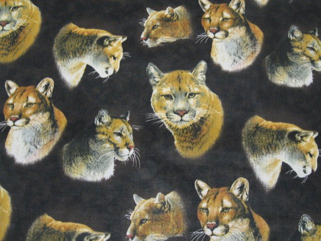 Image 0 of Hautman big cats cougar lion applique new Fabric By the yard 