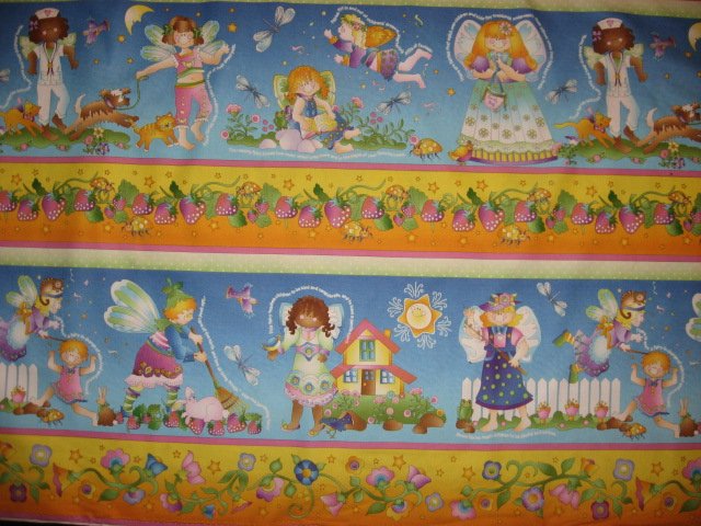 Image 1 of Fairy Angels Avlyn cotton sewing fabric by the yard