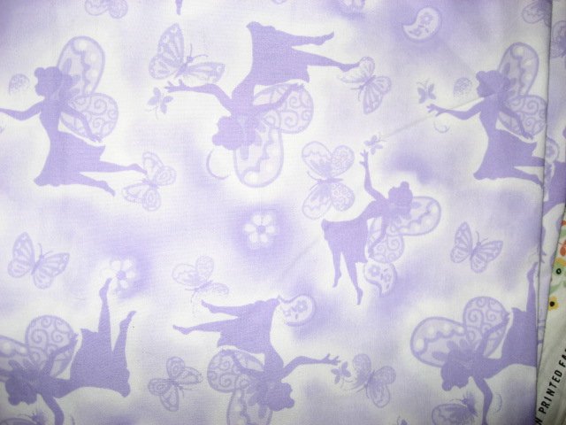 Image 0 of Fairy with Butterfly Wings lilac cotton sewing quilt fabric by the yard