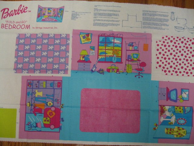 Fold and Go Barbie Bedroom Fabric Panel to sew