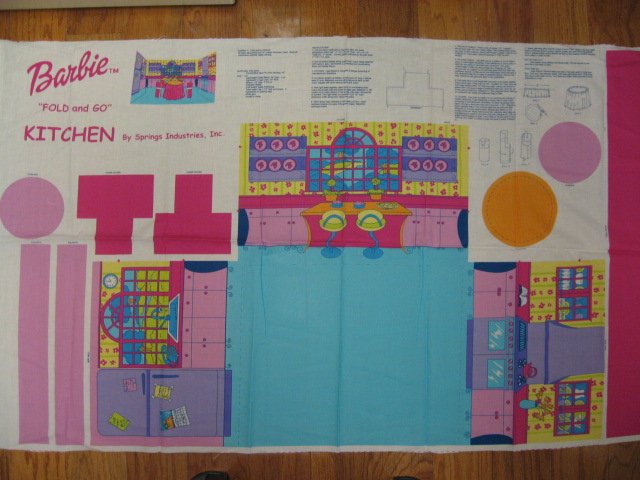 Fold and Go Barbie Kitchen Fabric Panel to sew