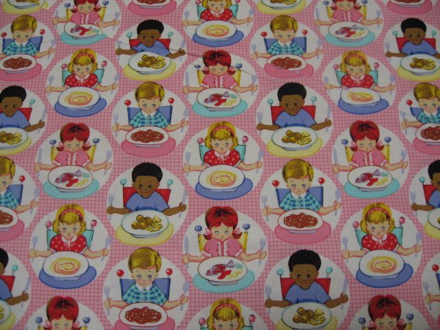 Michael Miller Baby in a high chair pink Cotton fabric by the yard