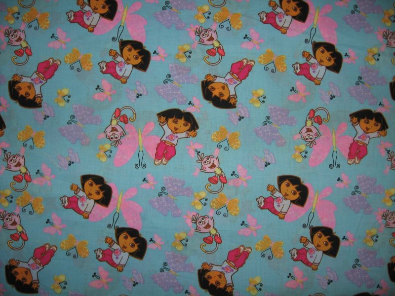 Dora Boots monkey stars butterflies Blue Sewing Fabric by the yard