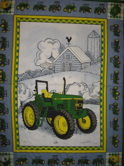 Patchwork Quilting Sewing Fabric JOHN DEERE TRACTOR FARM Panel 90x110cm New 