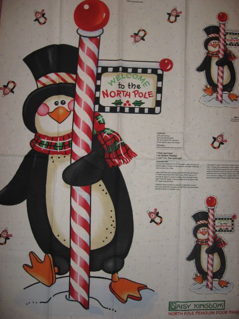 Daisy Kingdom Penguin Christmas Fabric Door Panel to Sew