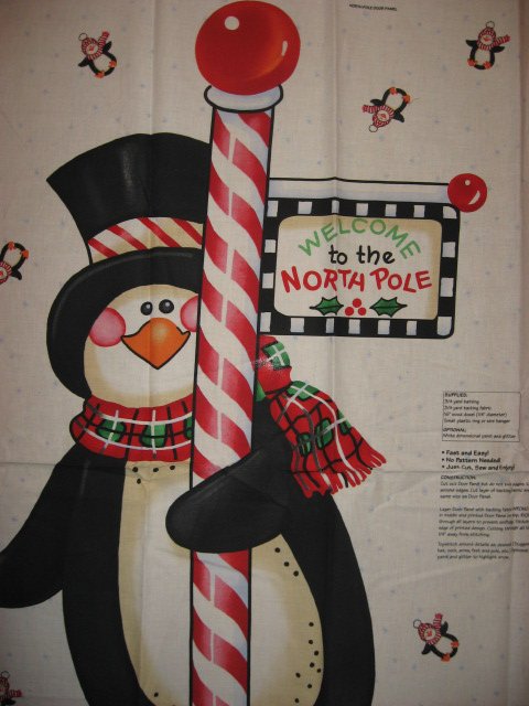 Image 1 of Daisy Kingdom Penguin Christmas Fabric Door Panel to Sew