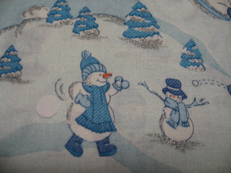 Image 1 of Snowmen in Winter with silver Glitter Sewing Fabric by the yard
