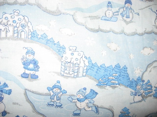Image 2 of Snowmen in Winter with silver Glitter Sewing Fabric by the yard