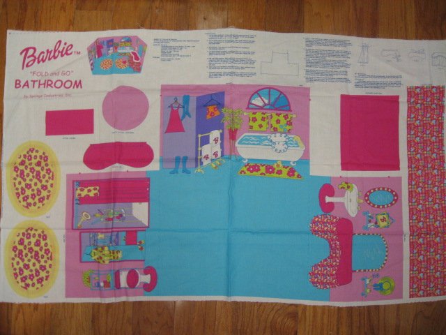 Image 0 of Fold and Go Barbie Bathroom Fabric Panel to sew