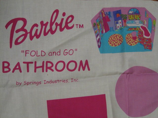 Image 1 of Fold and Go Barbie Bathroom Fabric Panel to sew
