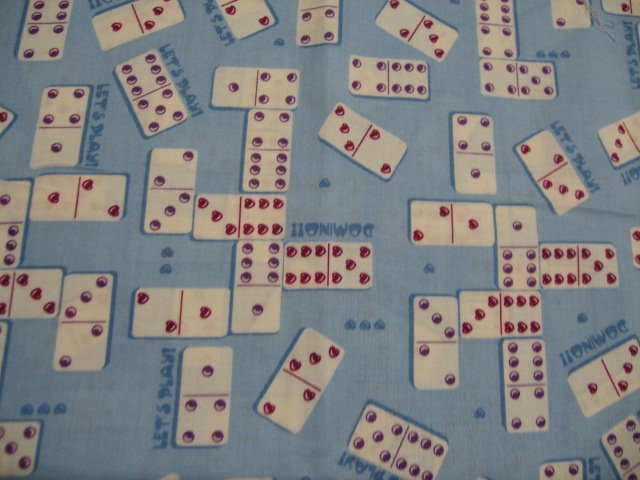 Image 0 of Dominoes Game Blue New Cotton Quilt Sewing fabric last yard