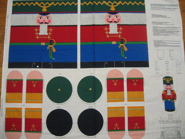 Image 0 of Two Nutcracker Soldiers Christmas fabric panel to sew //