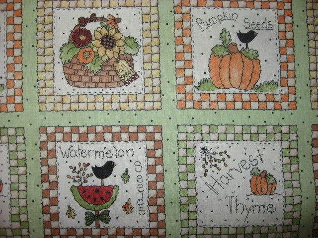 Image 1 of Harvest Pumpkin Seeds food Fabric squares 30 sqs 12 1/2