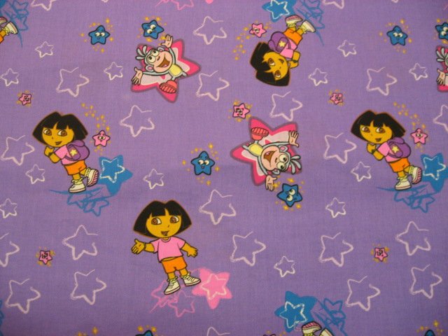 Dora Stars Boots purple sewing fabric by the yard