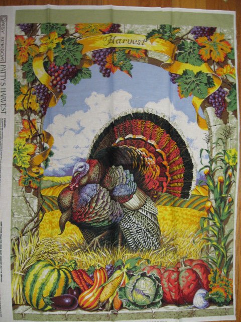Harvest Turkey cotton Fabric panel to sew by Patty Reed //