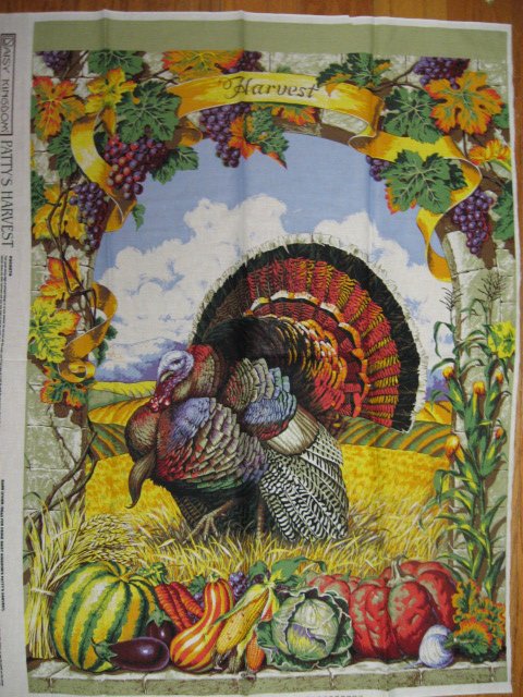 Image 0 of Harvest Turkey cotton Fabric panel to sew by Patty Reed //