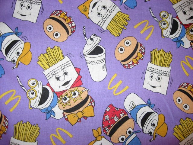 Image 0 of Ronald McDonald Fries hamburger  fabric fat quarter  1/4 yard  approx 18x21 inc 