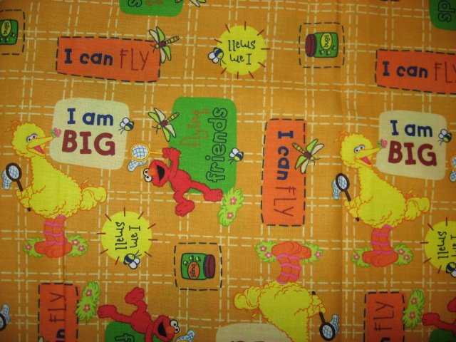 Elmo Big Bird I can fly Bug Jar cotton sewing fabric by the yard