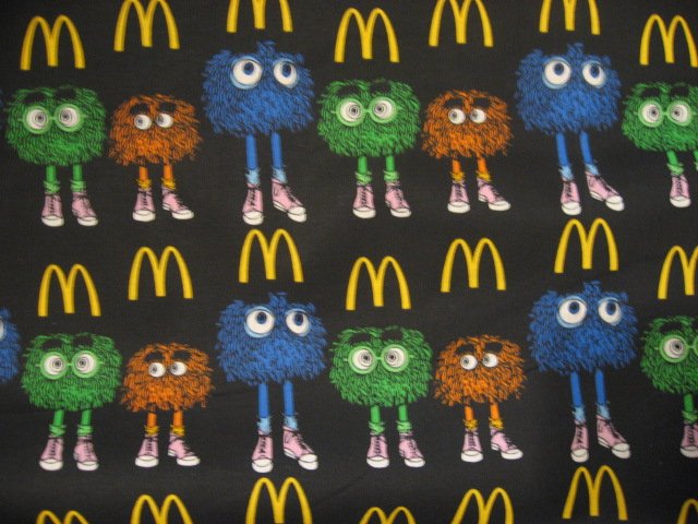 Image 0 of Ronald McDonald Fry Guys Black sewing fabric Fat Quarter 1/4 yard 18