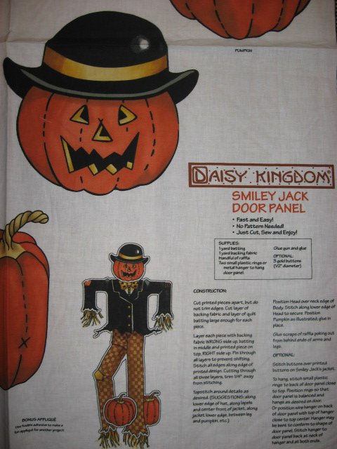 Image 1 of Daisy Kingdom Halloween Smiley Jack cotton fabric wall or door panel to make    
