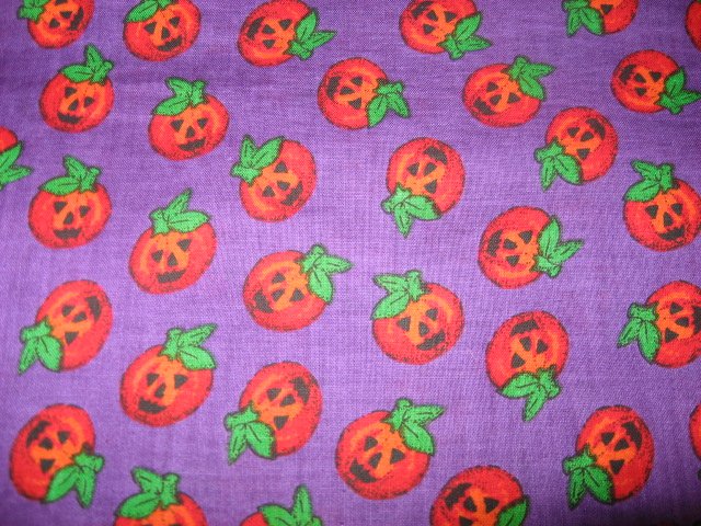 Halloween Pumpkins Smiling Purple sewing fabric by the yard