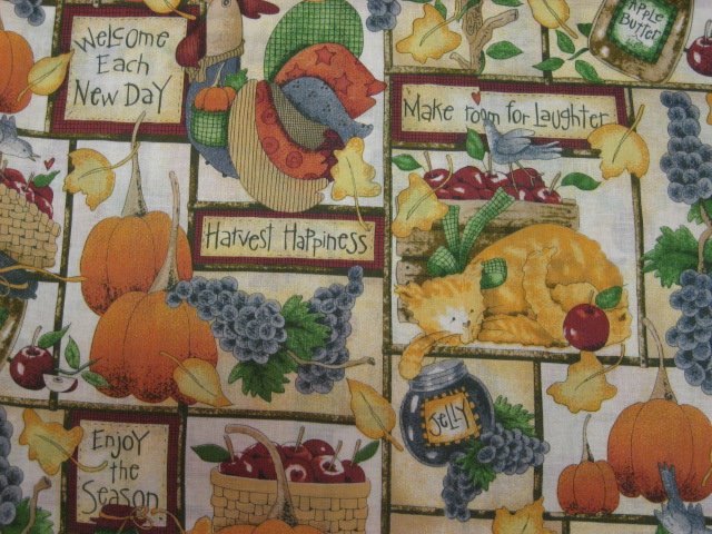 Country Kitty Fruit and Jam Harvest Beth Yarbrough Cotton Fabric By the yard