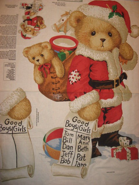 Daisy Kingdom Christmas Santa Teddy Bear fabric wall panel to sew