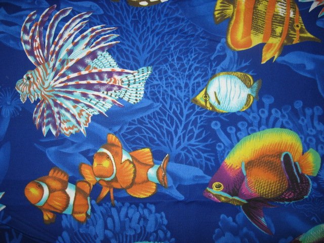 Image 0 of Daisy Kingdom Spiney Fish in the Sea and Ocean 100% cotton fabric by the yard