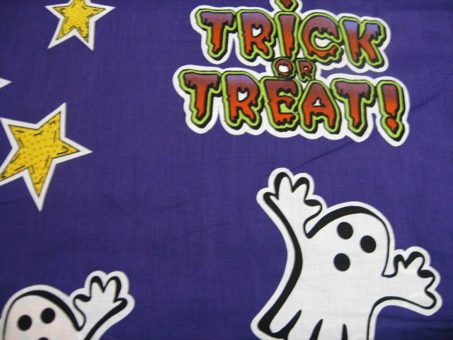 Halloween Bats Ghosts Cats Purple Applique Sewing Fabric