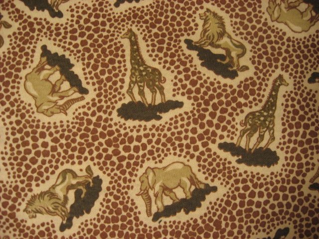 Image 1 of Giraffe Elephant Lion Cotton Poly Fabric 60