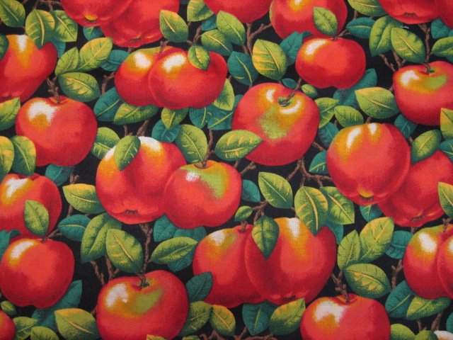 Image 0 of Country Apples Fruit Harvest Food 100% cotton sewing Fabric by the yard