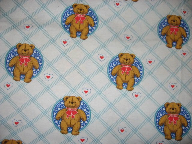 Image 0 of Teddy Bears Hearts and Diamonds 100% Cotton Fabric By the yard