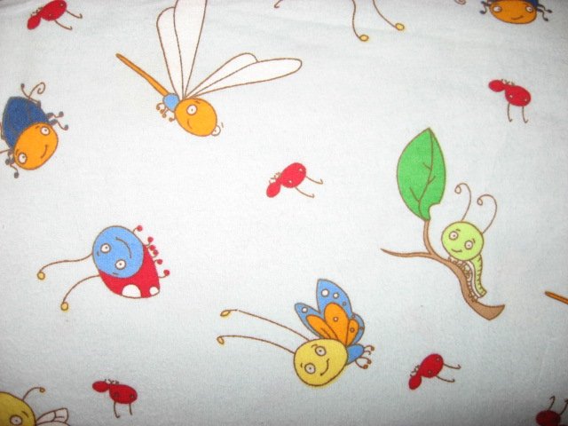 Bees Butterflies Caterpillars and Bugs Light blue 100% cotton Flannel 