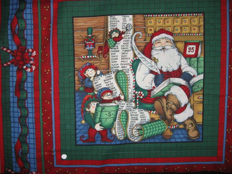 Image 0 of Old world Christmas Santa with toys + one with list Fabric Pillow panels to sew