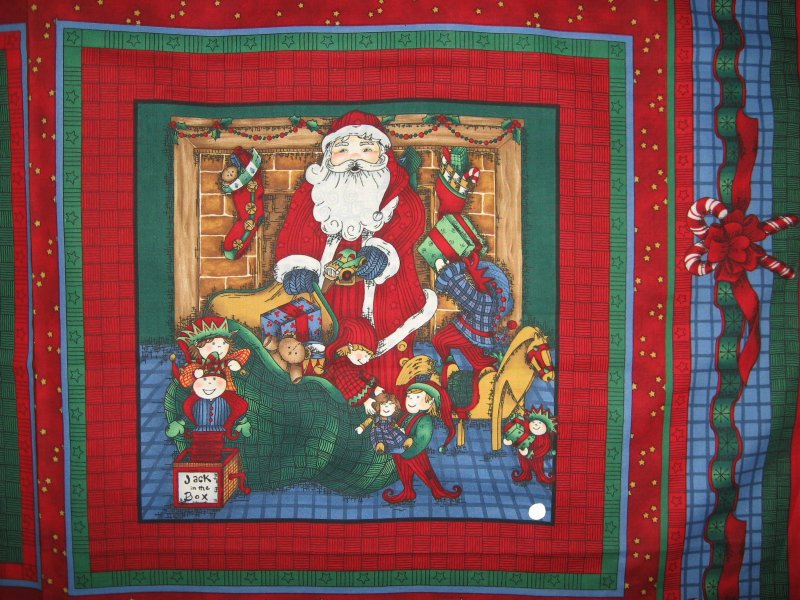 Image 1 of Old world Christmas Santa with toys + one with list Fabric Pillow panels to sew