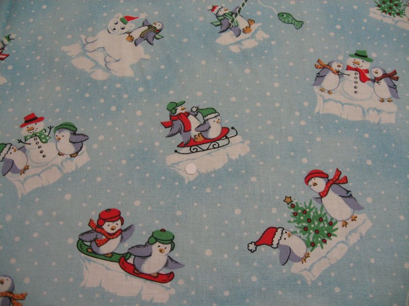 Image 0 of Polar Bears and Penguins Whimsical Christmas Sewing Fabric by the yard
