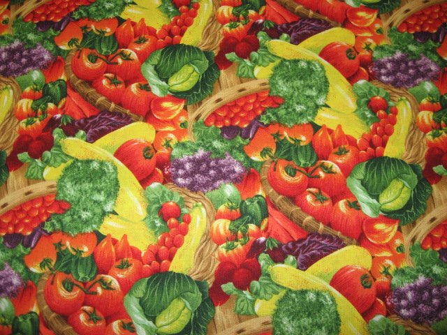 Image 0 of Kyle's Marketplace Mixed Vegetables Fabric Kyles 1/4 yard 