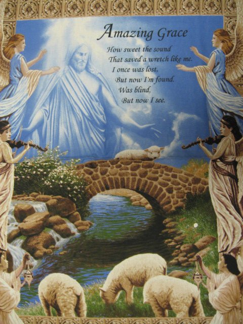 Image 0 of Amazing Grace Jesus Angel Prayer Fabric Wall Panel to sew  /