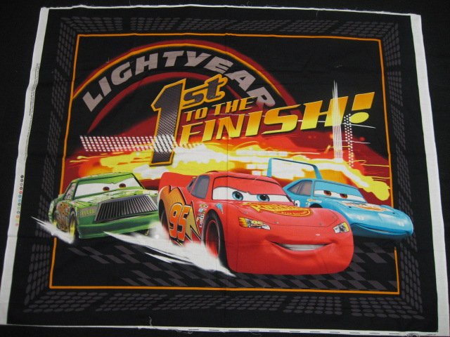 first to the finish Pixar Cars Cotton Fabric Quilt Wall Throw Panel to sew   