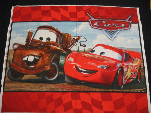 Pixar Cars original Red Cotton Fabric Quilt Wall Throw Panel to sew