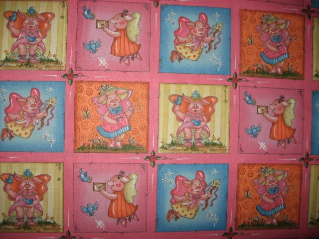 When Pigs Fly pigs with angel Wings Ballet Slippers on Cotton fabric
