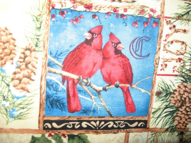 Image 1 of Cardinal bird Believe Love Joy Peace Wilmington fabric by the yard