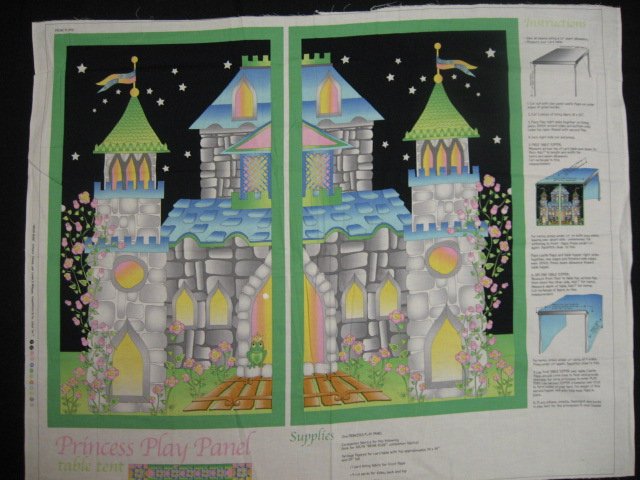 Princess Castle Table Top Avlyn Quality Cotton Fabric Panel Rare/