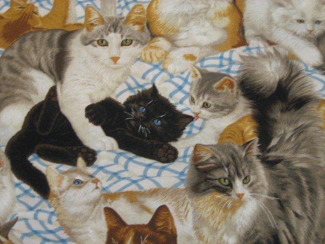 Image 1 of Daisy Kingdom Kitty Cats at Play and Resting cotton Quilting fabric by the yard