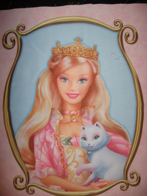 Image 1 of Barbie Blond Princess Silky cat Fabric  pillow panel to sew