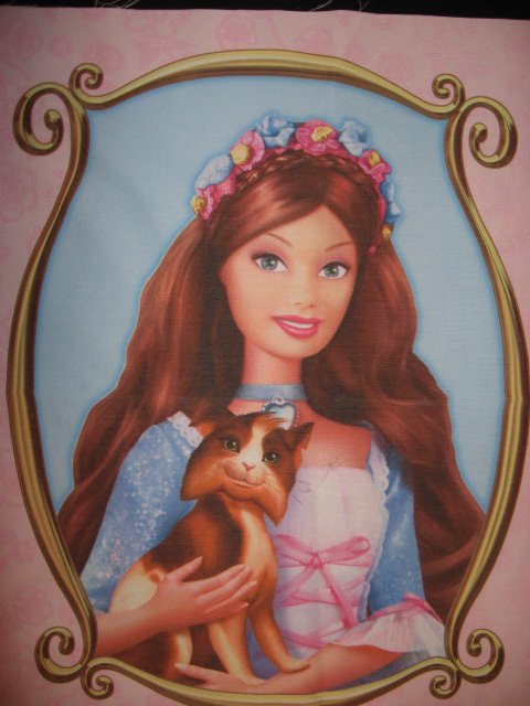 Image 1 of Barbie Princess and dog Silky Fabric pillow panel to sew