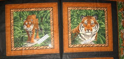 Fabric Pillow Panel set Tigers Mate Scene to sew 