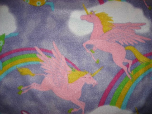 Image 1 of Unicorn angels fleece blanket  Child bed size Antipill  Lilac /